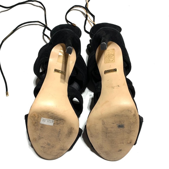 Topshop Black Suede Stiletto Tie Cord Feature High Heeled Sandals Size 7 - Picture 9 of 12
